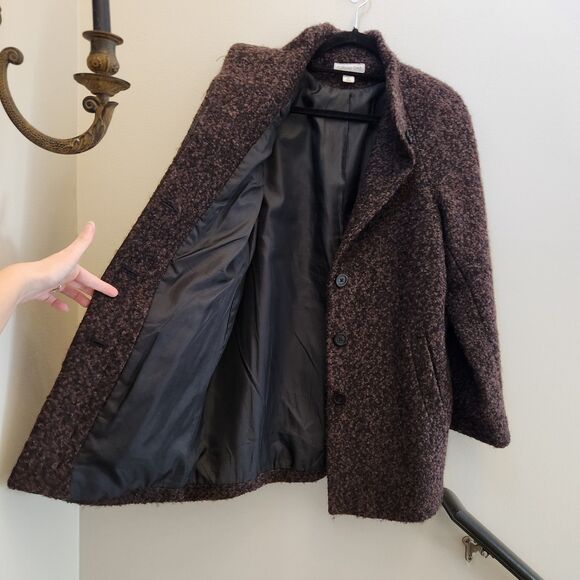 Coldwater Creek Womens M Brown Tweed Wool Blend Heavy Peacoat Jacket Academia - Picture 6 of 9